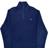 Polo By Ralph Lauren 1/4 Zip - Large Navy Cotton