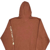 Carhartt Spellout Hoodie - 2XL Brown Cotton Blend