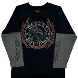 Age 7 Harley Davidson Graphic Long Sleeve T-Shirt - Small Black Cotton