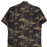Nautica Hawaiian Shirt - Medium Black Cotton