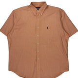 Blake Ralph Lauren Checked Short Sleeve Shirt - Large Orange Cotton