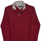 Tommy Hilfiger 1/4 Zip - Large Red Cotton