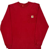 Carhartt Long Sleeve T-Shirt - Small Red Cotton