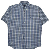 Polo By Ralph Lauren Checked Short Sleeve Shirt - Medium Blue Cotton