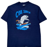Single Stitch Cool Surfin Hanes Graphic T-Shirt - XL Blue Cotton