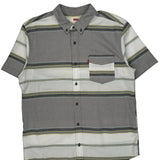 Levis Striped Short Sleeve Shirt - Large Gray Cotton