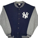 New York Yankees Majestic College Varsity Jacket - XL Gray Cotton Blend
