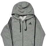 Adidas Hoodie - Large Grey Cotton Blend