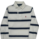 Polo By Ralph Lauren Striped Rugby Shirt - Small Navy Cotton