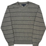 Tommy Hilfiger Striped Sweater - XL Gray Cotton