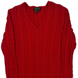 Ralph Lauren Cable Knit Sweater - Large Red Cotton
