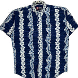 Chaps Ralph Lauren Floral Hawaiian Shirt - Medium Blue Cotton