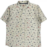 Levis Floral Short Sleeve Shirt - Medium Cream Cotton