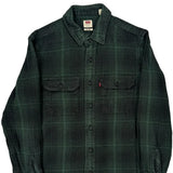 Levis Checked Flannel Shirt - Small Green Cotton
