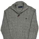 Polo By Ralph Lauren Cable Knit 1/4 Zip - Large Gray Cotton