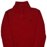 Polo By Ralph Lauren 1/4 Zip - Large Red Cotton
