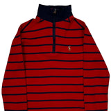 Age 8-9 Polo By Ralph Lauren Striped 1/4 Zip - Medium Navy Cotton