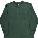 Dickies Henley Long Sleeve T-Shirt - XL Green Cotton