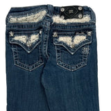 Age 12 Miss Me Contrast Stitch Jeans - Medium Dark Wash Cotton