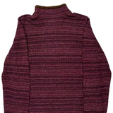 Woolrich Striped 1/4 Zip - Large Brown Wool Blend