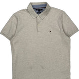 Tommy Hilfiger Slim Fit Polo Shirt - Large Grey Cotton