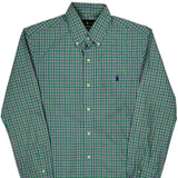 Slim Fit Ralph Lauren Checked Shirt - Small Green Cotton