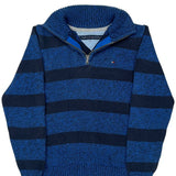 Age 10-11 Tommy Hilfiger 1/4 Zip - Medium Blue Cotton Blend