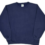 90S Blank Gildan Sweatshirt - Large Navy Cotton Blend