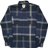 Levis Checked Flannel Shirt - XL Gray Cotton