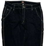 Dickies Contrast Stitch Carpenter Trousers - 30W UK 10 Black Cotton