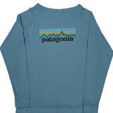 Patagonia Long Sleeve T-Shirt - Small Blue Cotton Blend