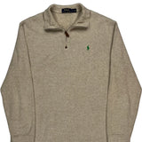 Polo By Ralph Lauren 1/4 Zip - Large Beige Cotton Blend