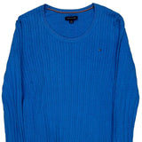 Tommy Hilfiger Cable Knit Jumper - Large Blue Cotton