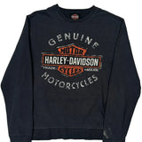 Harley Davidson Graphic Long Sleeve T-Shirt - Medium Black Cotton