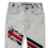 Union Jack Flag Design Pepe Jeans Graphic Jeans - 23W UK 4 Black Cotton