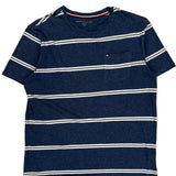 Tommy Hilfiger Striped T-Shirt - Large Blue Cotton