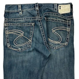 Silver Contrast Stitch Jeans - 36W 30L Blue Cotton