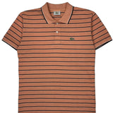 Lacoste Striped Polo Shirt - Medium Pink Cotton
