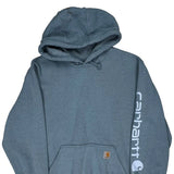 Carhartt Spellout Hoodie - Medium Blue Cotton
