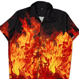 Flames Unbranded Graphic Hawaiian Shirt - XL Orange Polyester