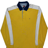 Tommy Hilfiger Striped Long Sleeve Polo Shirt - XL Blue Cotton