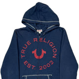 True Religion Graphic Hoodie - Large Blue Cotton