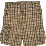 Levis Checked Cargo Shorts - 34W 11L Beige Cotton