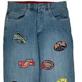 Various City Patches Unbranded Hip Hop Jeans - 38W 34L Blue Cotton