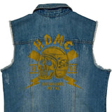 Milwaukee Metal Harley Davidson Graphic Denim Vest - Large Blue Denim
