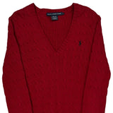 Ralph Lauren Sport Cable Knit Sweater - Large Red Cotton