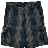 Wrangler Checked Cargo Shorts - 32W 10L Black Cotton