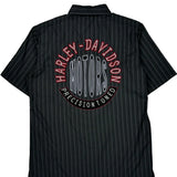 Harley Davidson Striped Short Sleeve Shirt - Small Black Polyester