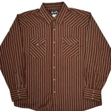 Wrangler Striped Shirt - XL Brown Cotton Blend