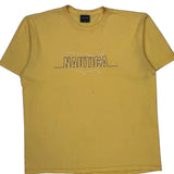 Made In USA Nautica Spellout T-Shirt - XL Yellow Cotton
